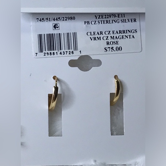 NWT Giani Bernini 18k Gold Over Sterling Silver Magenta Rose CZ Earrings - Picture 3 of 4